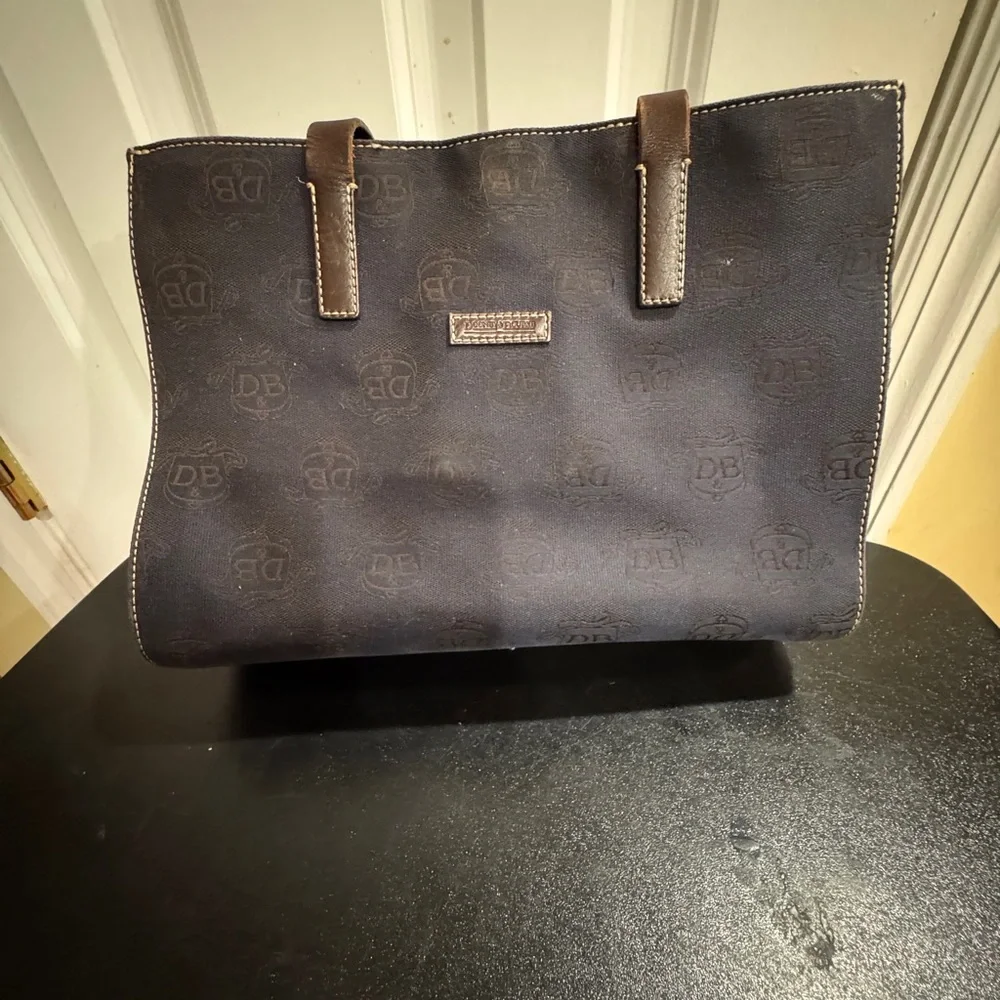 Dooney & Bourke Black Tote with Brown leather Straps